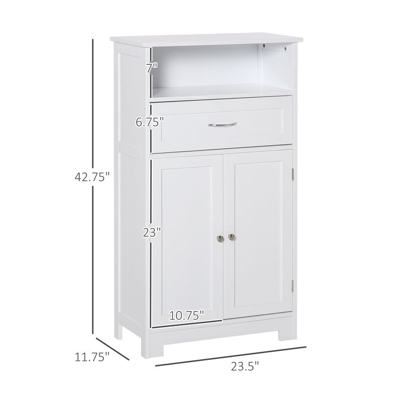 White Bathroom Vanity: Small Freestanding Medicine Cabinet with Adjustable Shelf