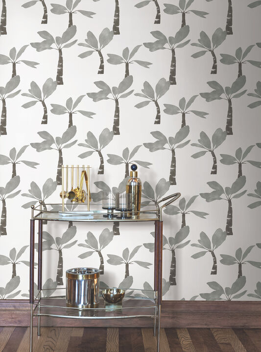 Painted Oasis Carbon & Graphite Wallpaper (Set of 2)