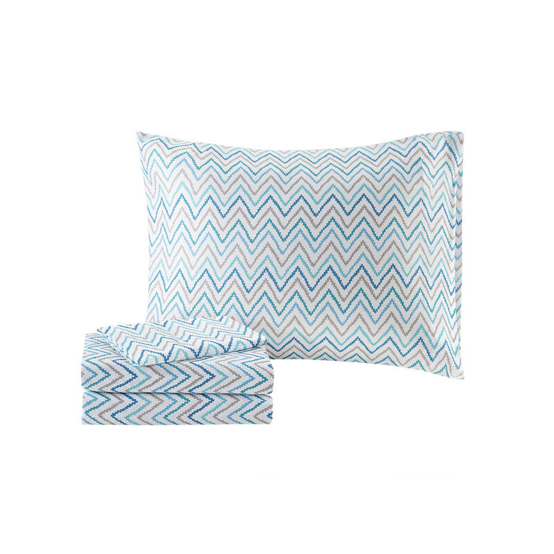 Gracie Mills Fionnuala Solid Embroidered Comforter Set with Chevron Sheets and Decorative Pillow