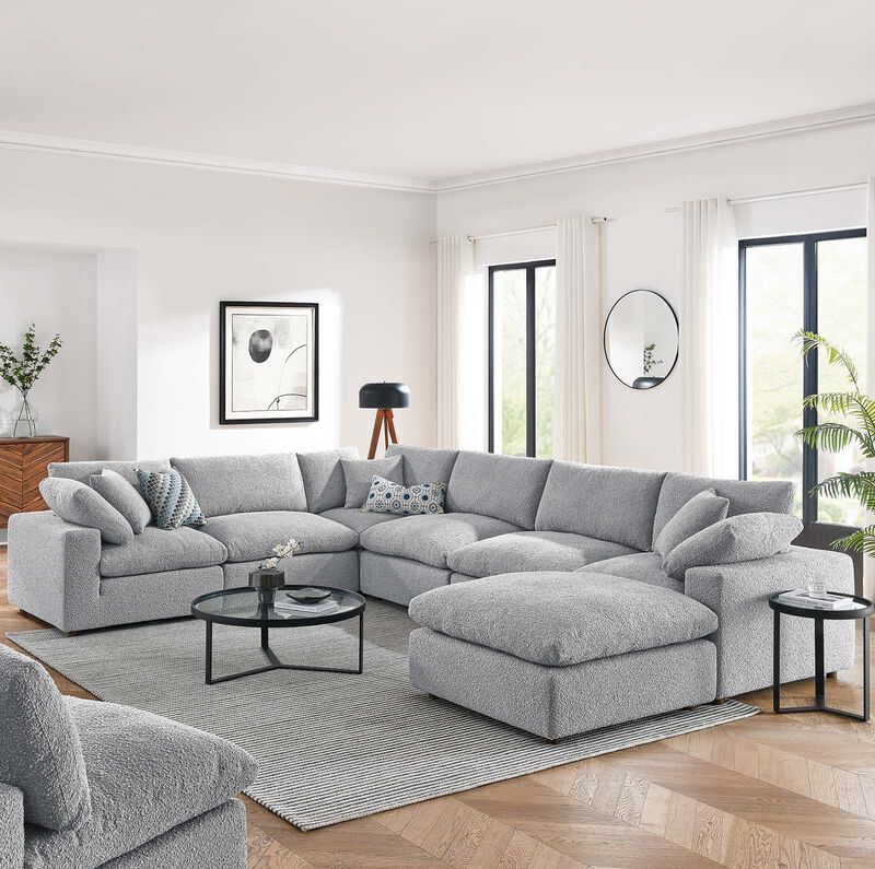 Commix Down Filled Overstuffed Boucle 7-Piece Sectional Sofa image number 1