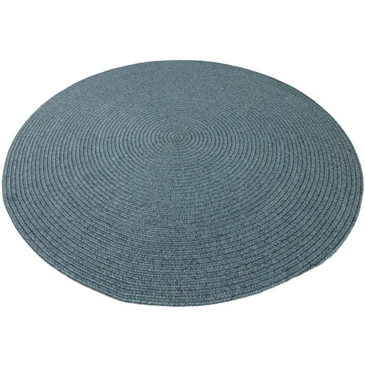 5' Blue Solid Handwoven Round Outdoor Area Throw Rug