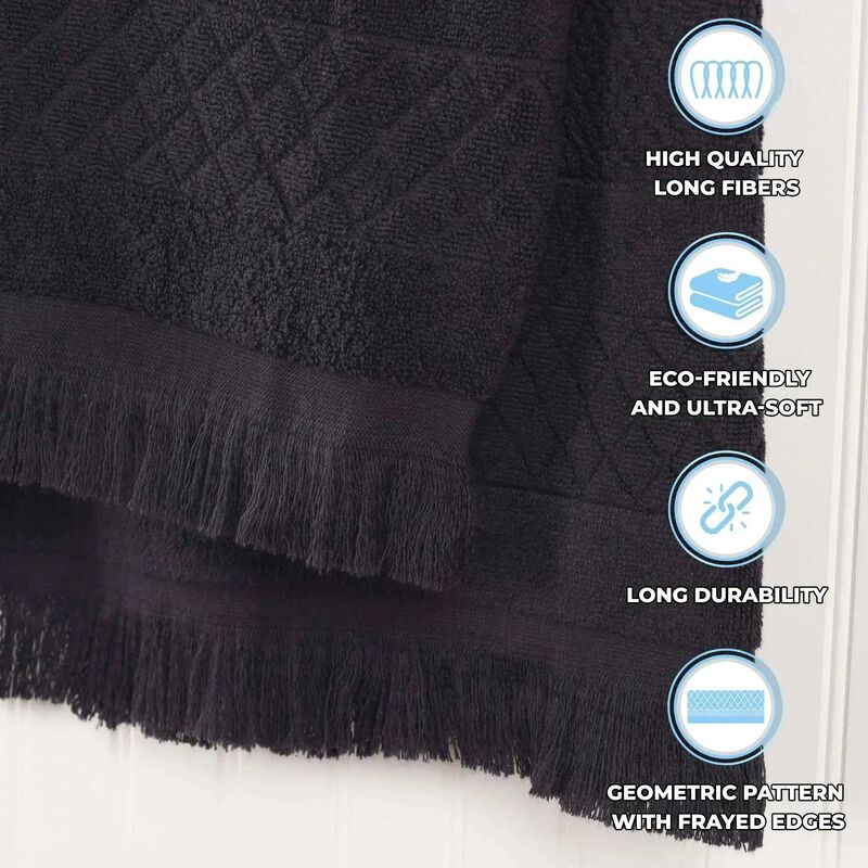 Absorbent Cotton Hand Towels Set of 6 with Geometric Jacquard Design image number 3