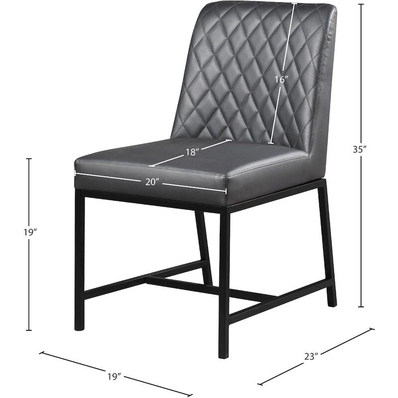 Meridian Furniture Bryce Grey Vegan Leather Dining Chair, Set of 2