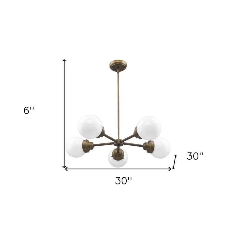 Hivvago Bronze Five Light Metal Dimmable Chandelier With White Shades