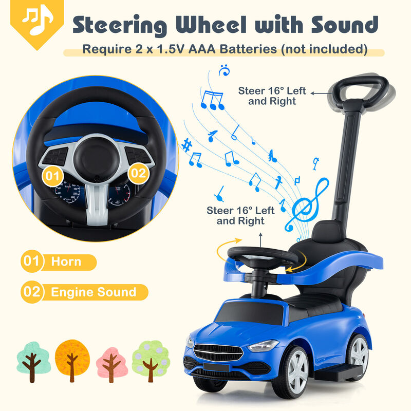 3 in 1 Toddler Ride On Push Car with Canopy Sliding Function and Stroller image number 6