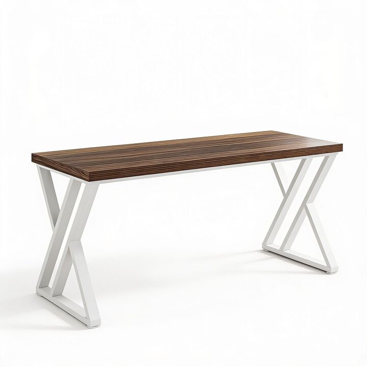 Tribesigns 63" Computer Desk, Farmhouse Office Executive Desk with X-Shaped Metal Legs, Large Home Office Desk and Writing Desk for Study Room, Rustic Industrial Wood Desk, 350 lb Capacity