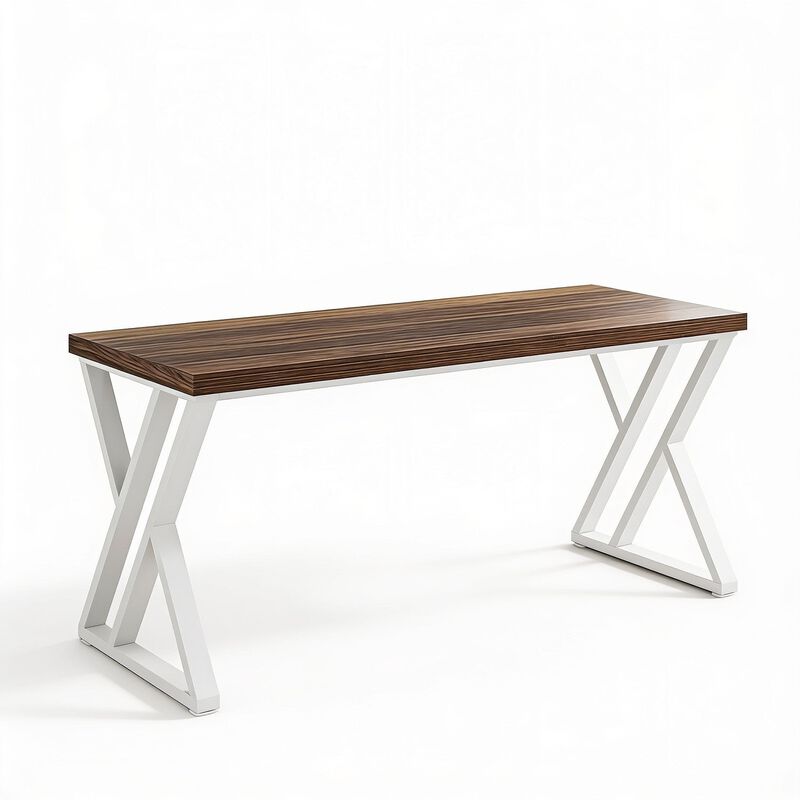 Tribesigns 63" Computer Desk, Farmhouse Office Executive Desk with X-Shaped Metal Legs, Large Home Office Desk and Writing Desk for Study Room, Rustic Industrial Wood Desk, 350 lb Capacity image number 0