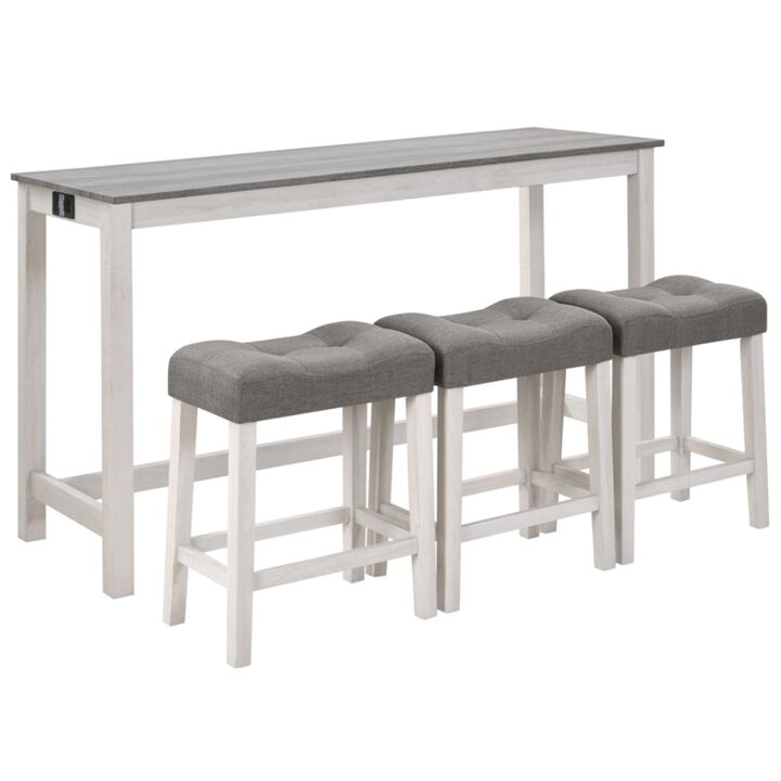Kepfuf 4‑Piece Farmhouse Bar Table Set