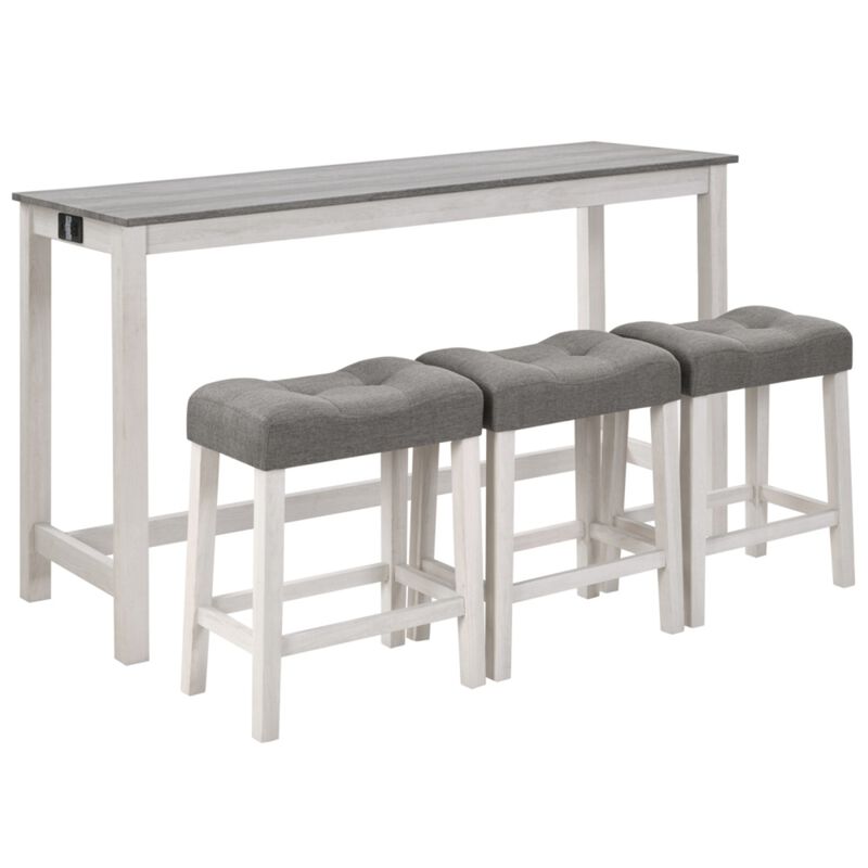 Kepfuf 4‑Piece Farmhouse Bar Table Set image number 0