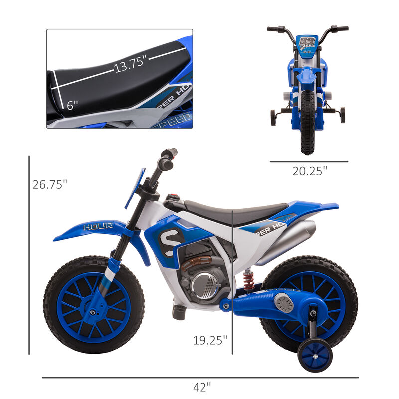 BreeBe 12V Kids Motorcycle w/ Treaded Tires, 5mph Top Speed Electric Bike for Kids, Ride On Motorcycle w/ Training Wheels, Battery Charger, Spring Suspension image number 2