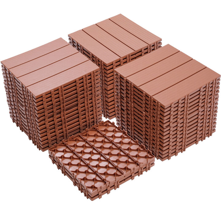 Streamdale Plastic Interlocking Deck Tiles, 11.8"x11.8" (44 Pack), All-Weather Patio Flooring