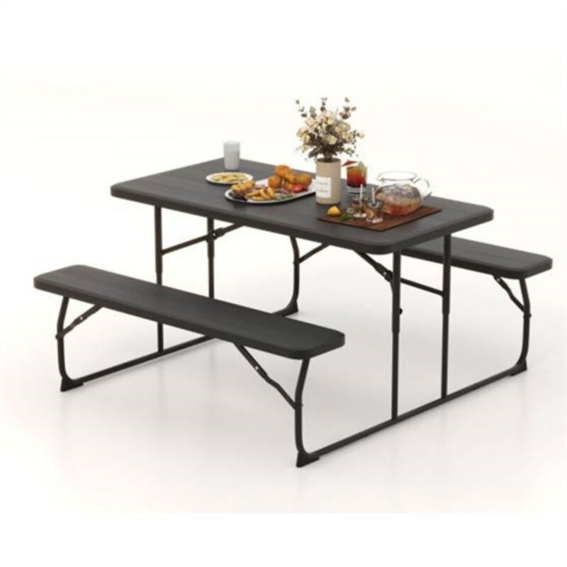 Folding Table with 2 Benches Outdoor Patio Dining Set