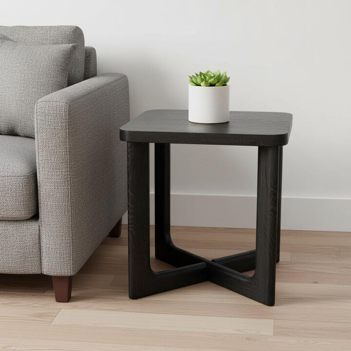 HomeRoots 24" Black Solid Wood Square End Table