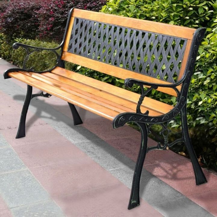 Hivvago FarmHome Outdoor Patio Park Cast Iron Garden Porch Chair Bench