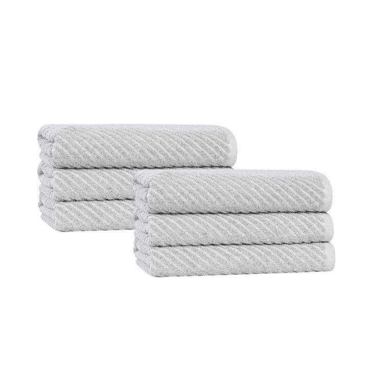 Cotton Blend Ribbed Hand Towels Set of 6, Soft Quick Dry Absorbent Towels for Daily Use