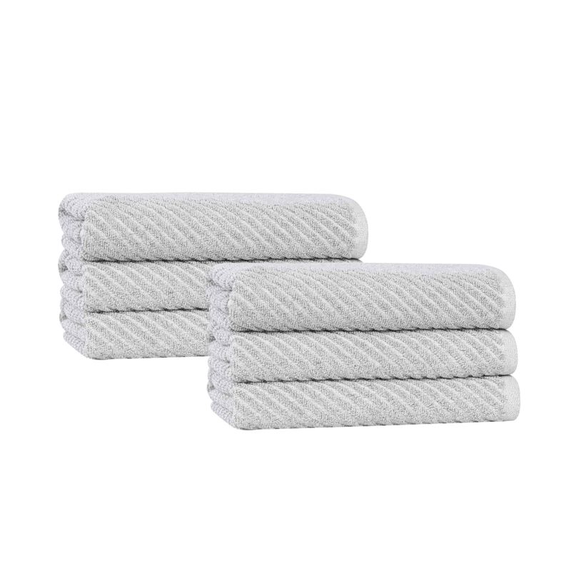Cotton Blend Ribbed Hand Towels Set of 6, Soft Quick Dry Absorbent Towels for Daily Use image number 0