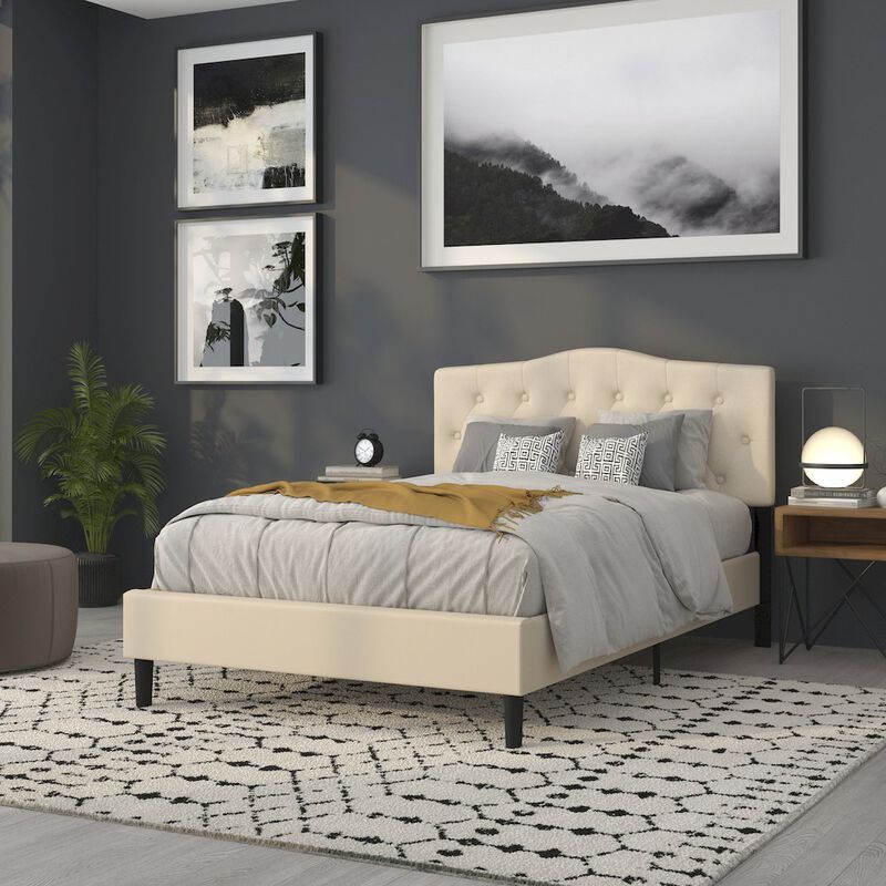 Flash Furniture Tufted Upholstered Full Size Headboard in Beige Fabric image number 7