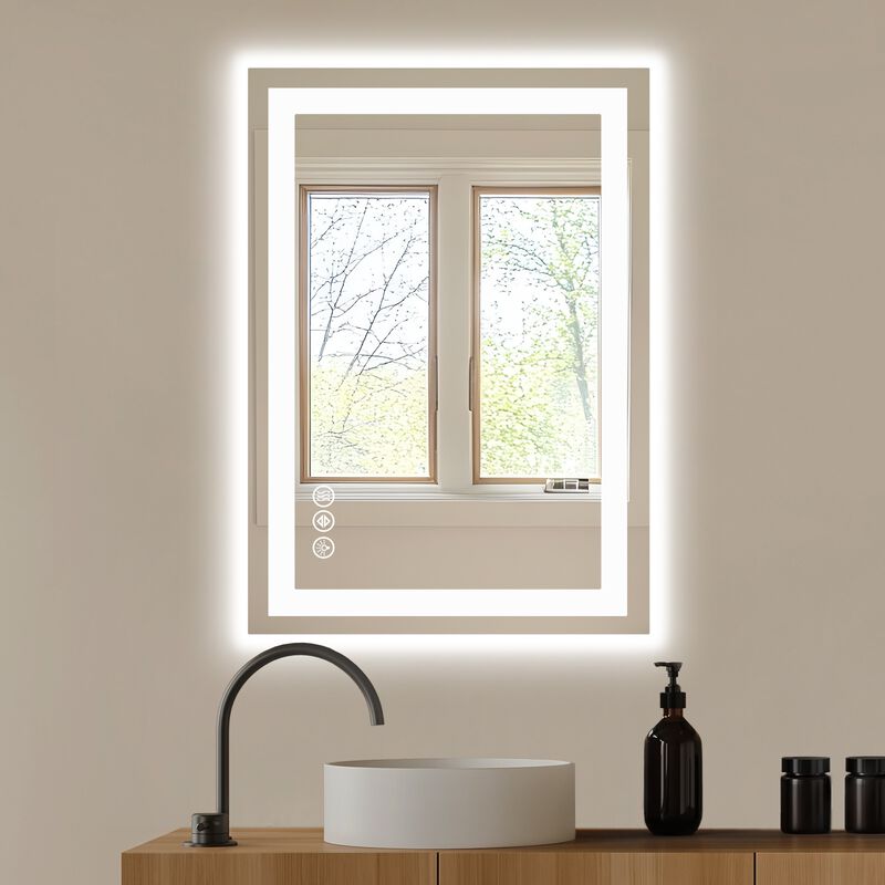 20"x28" LED Bathroom Mirror, Anti-Fog Vanity Mirror with Dual Light Modes, White