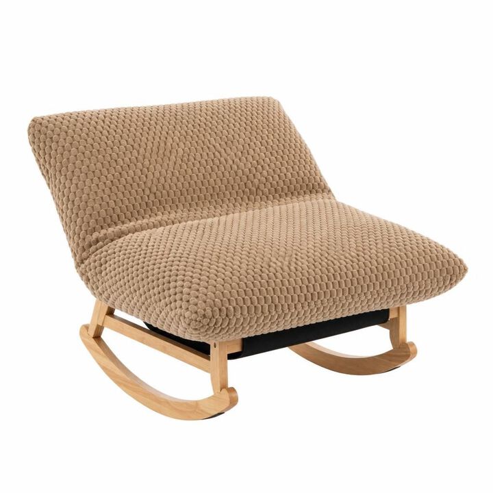 GOODSILO Armless Bean Bag Rocking Chair with Solid Wood Frame, Casual Single Lazy Sofa with Backrest for Living Room and Bedroom Seating