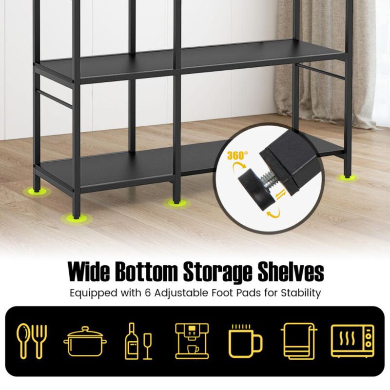 Hivvago 5-Tier Bakers Rack with Power Outlets and 10 S-Shaped Hooks