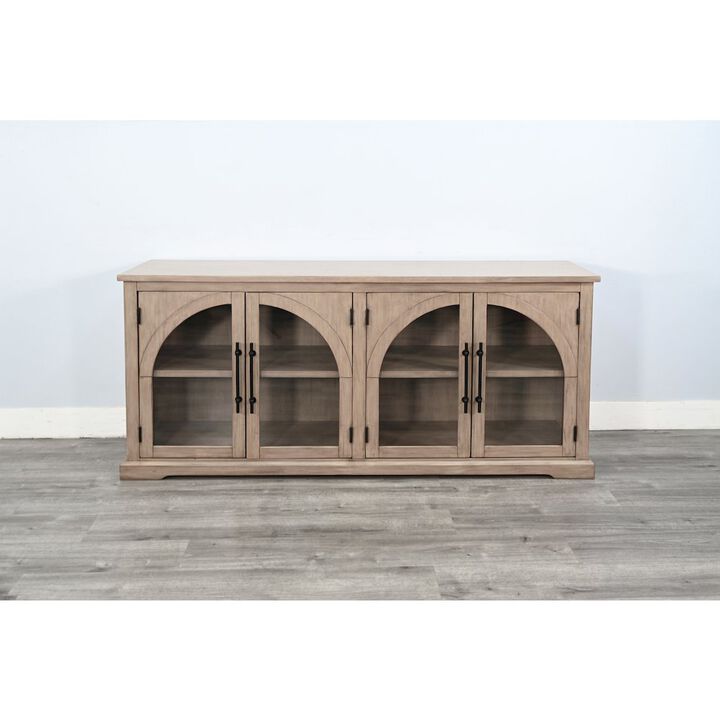 Sunny Designs Elena Modern Wood Display Cabinet with Arched Glass Doors