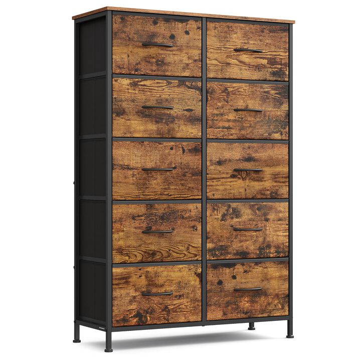 10 Drawer Storage Dresser Steel Frame Organizer for Bedroom