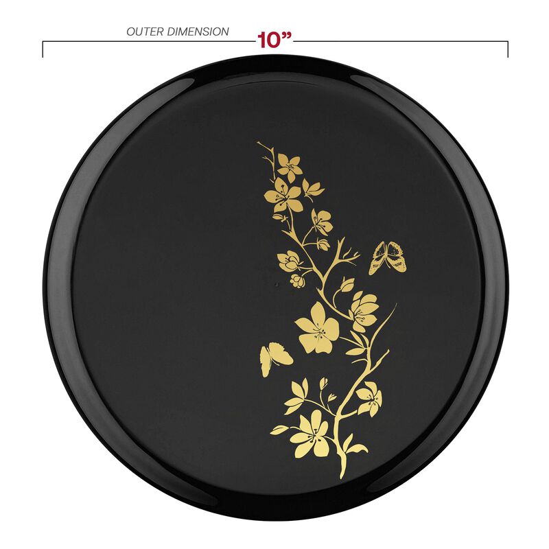 Black with Gold Floral Plastic Dinnerware Value Set (120 Sets) image number 2