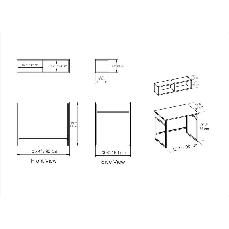 Decorotika Gama Computer Desk-Oud Oak & Black