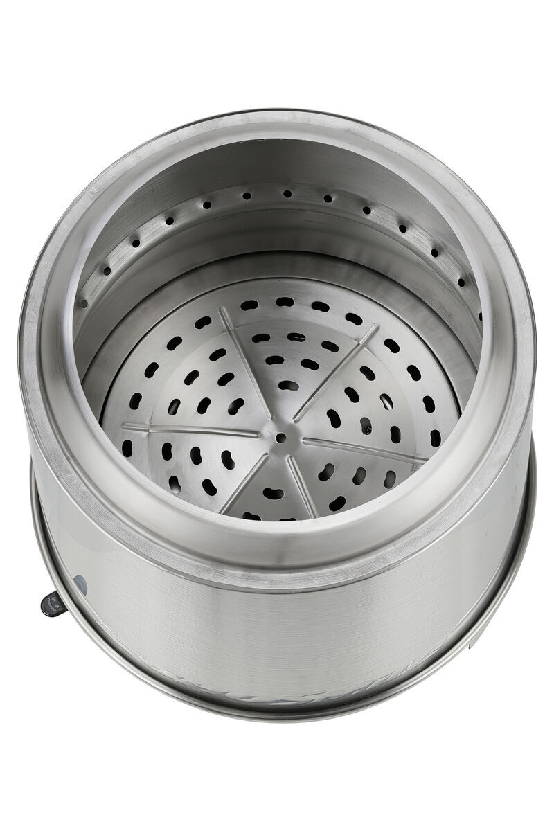 EchoSmile 5.9 in. Brushed Silver Stainless Steel Wood Outdoor Portable Tabletop Fire Pit