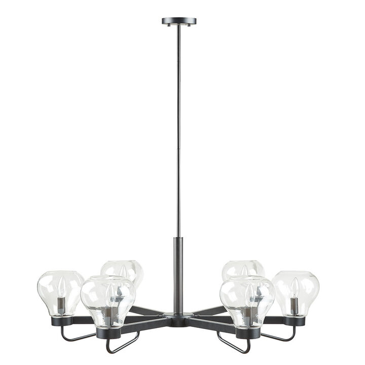 Gracie Mills Jocelyn Modern 6-Light Chandelier with Clear Glass Shades