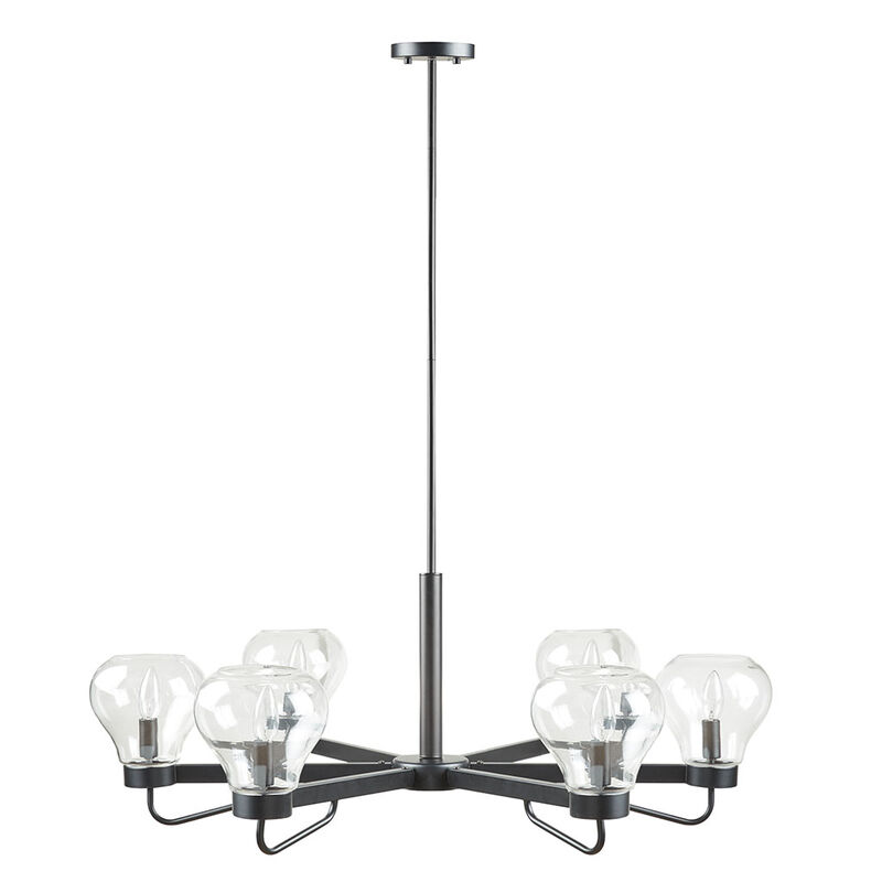 Gracie Mills Jocelyn Modern 6-Light Chandelier with Clear Glass Shades