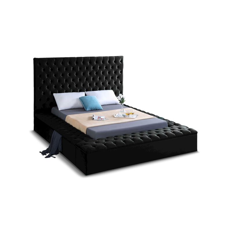Meridian Furniture Bliss Black Velvet King Bed