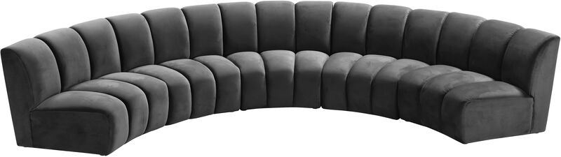Meridian Furniture Infinity Grey Velvet 5pc. Modular Sectional image number 2