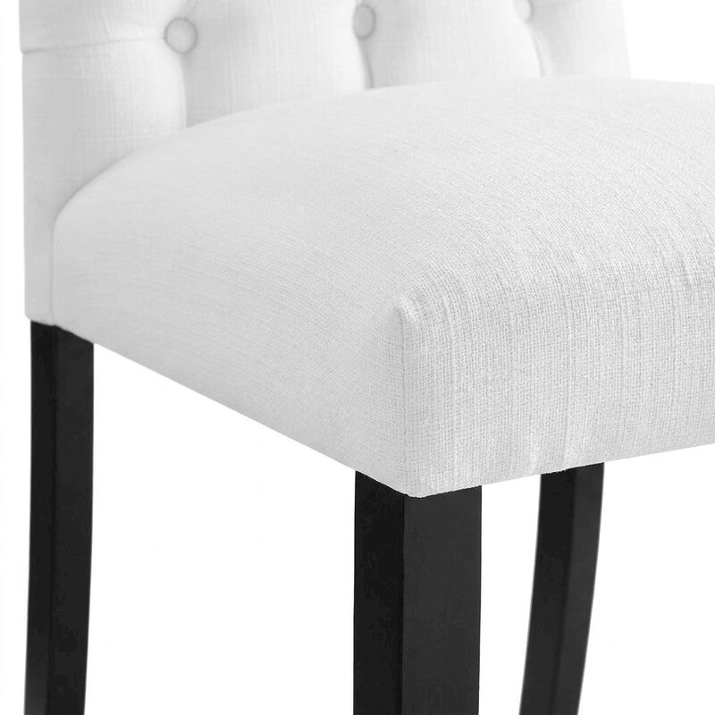 Button-Tufted Upholstered Fabric Parsons Chair, White image number 3