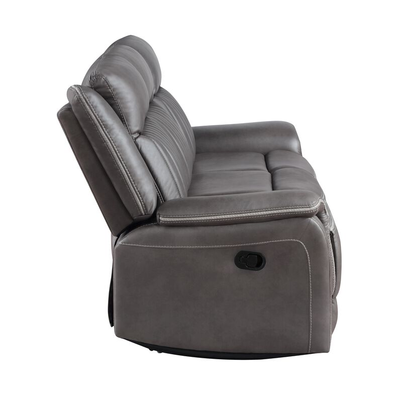 Viann Manual Reclining Sofa, Gray Polyester, Pillow Top Arms, 85 Inch