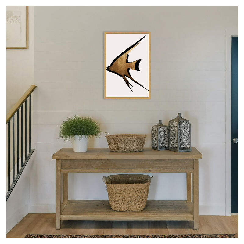 Gold Fish by Eins Kubistika Framed Canvas Wall Art