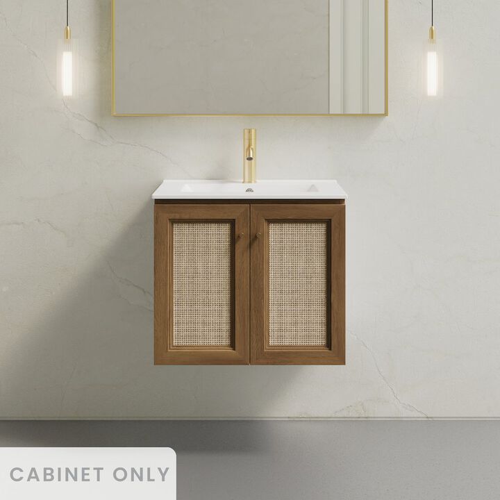Classe 24" Wall-Mounted Bathroom Vanity in Brown Oak without Sink Top