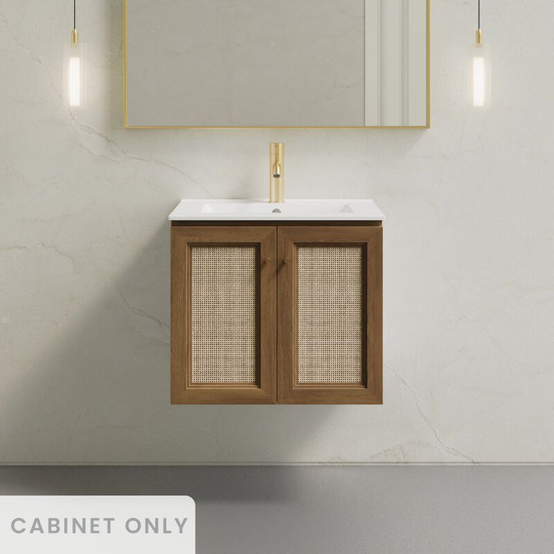 Classe 24" Wall-Mounted Bathroom Vanity in Brown Oak without Sink Top image number 1