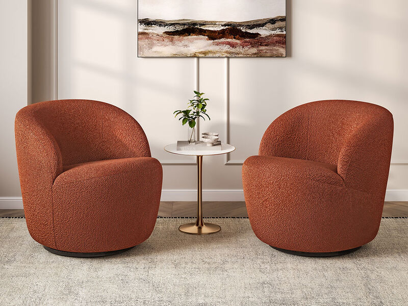 BELLEZE Swivel Barrel Chair, Velvet Modern Round Swivel Accent Chair, 360° Upholstered Swivel Single Sofa Armchair, Comfy Swivel Accent Chair for Living Room Bedroom - Slate (Brick)