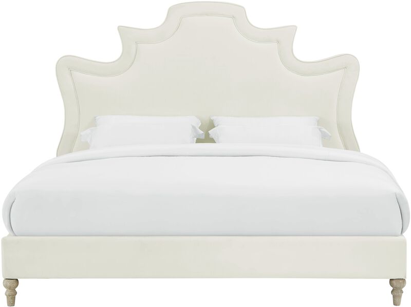 Serenity Cream Velvet Bed. image number 3