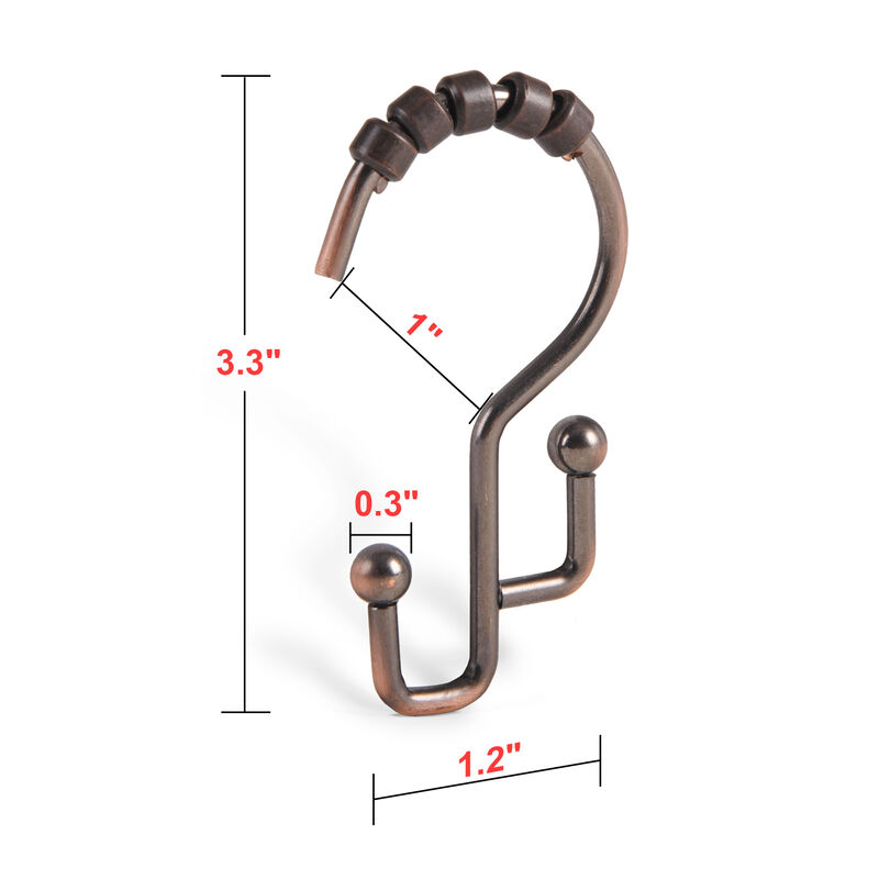 12-Piece Resistant Stepped Metal Double Shower Curtain Hooks image number 6