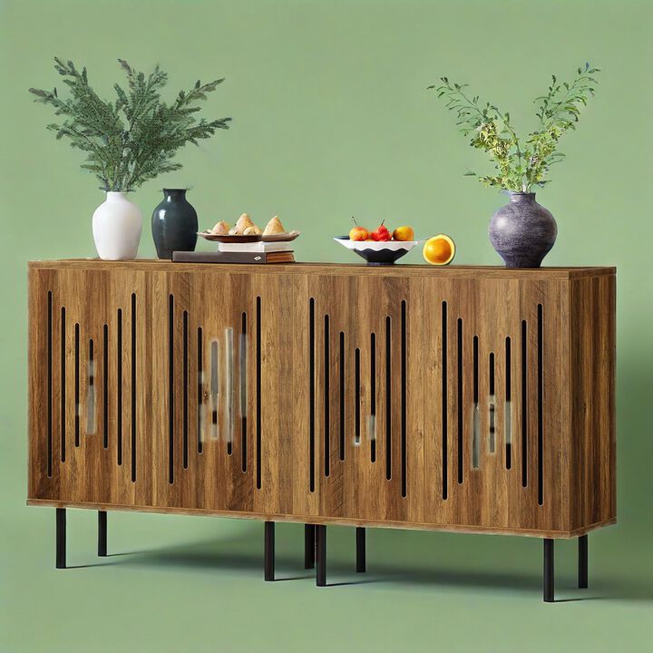 Wooden Kitchen Storage Buffet Cabinet with Adjustable Shelves