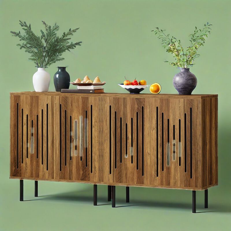 Wooden Kitchen Storage Buffet Cabinet with Adjustable Shelves image number 1