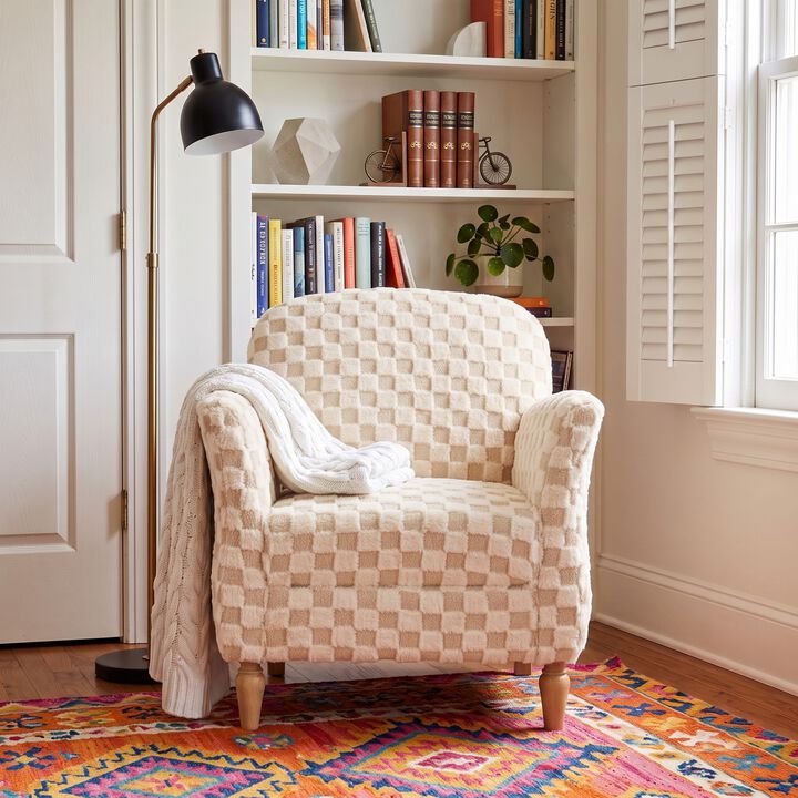 Zenwol Checkered Corduroy Accent Armchair