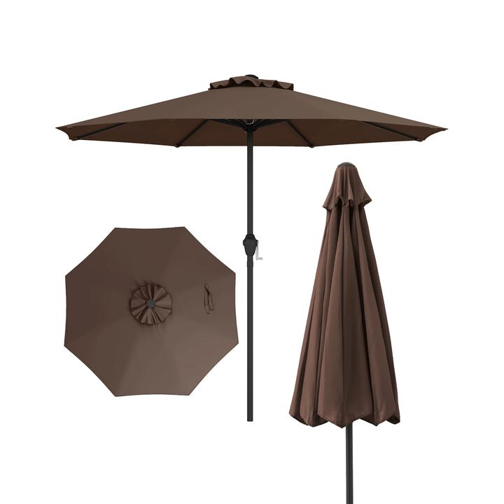 Outdoor Heavy Duty Market Umbrella with Crank Handle, 8 Sturdy Ribs Patio Umbrella