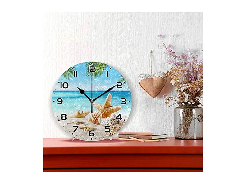 Tropical Seashells Starfish Beach Wall Clock Silent Non Ticking image number 1