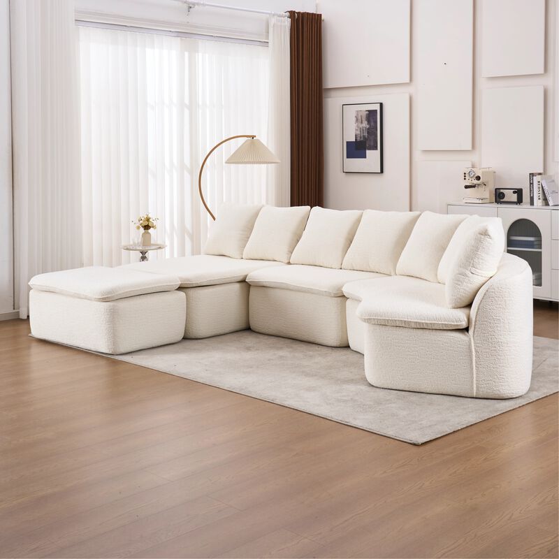 Whisen 133" U-Shaped Modular Sectional Sofa, Chenille Foam with Removable Chaise, No Assembly Required for Living Room image number 1