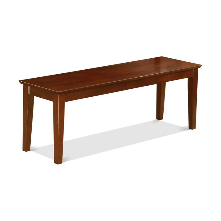 Capri bench with wood seat in Mahogany