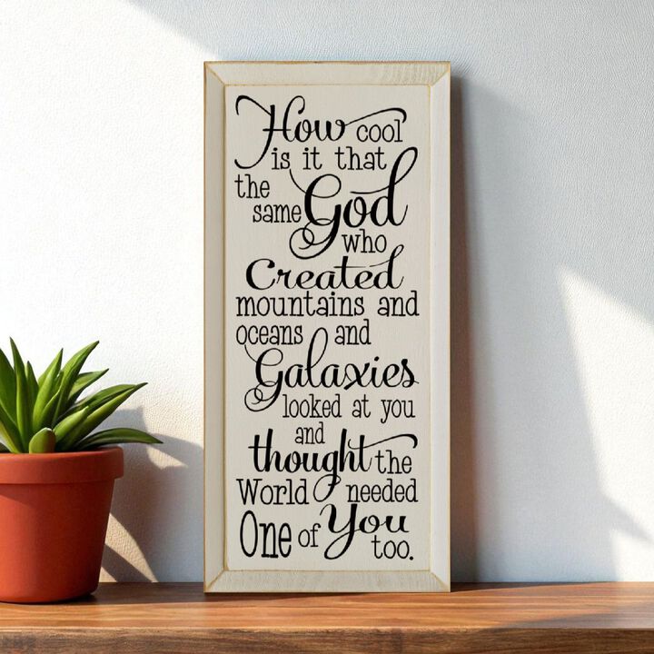 Faith Quote Wood Sign God Created Mountains Oceans and You Rustic Wall Plaque