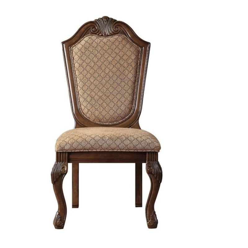 Acme Furniture ACME Chateau De Ville Side Chair (Set-2), Fabric & Cherry
